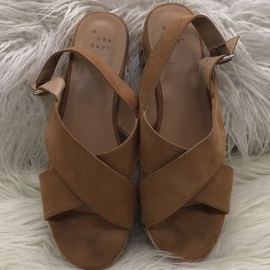 A New Day Tan Criss Cross Wedge Sandal